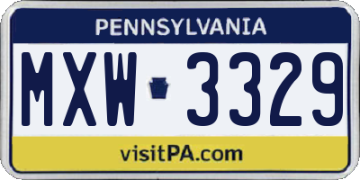 PA license plate MXW3329