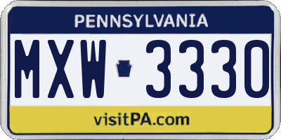 PA license plate MXW3330