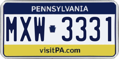 PA license plate MXW3331