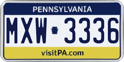 PA license plate MXW3336