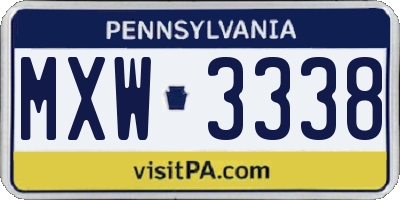 PA license plate MXW3338