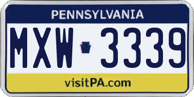 PA license plate MXW3339