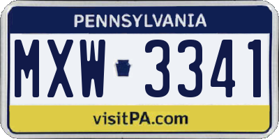 PA license plate MXW3341