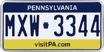 PA license plate MXW3344