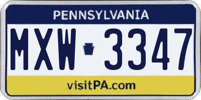 PA license plate MXW3347