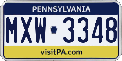 PA license plate MXW3348