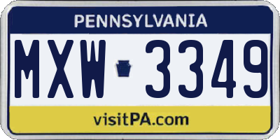 PA license plate MXW3349