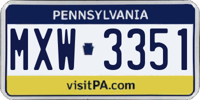 PA license plate MXW3351
