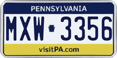 PA license plate MXW3356