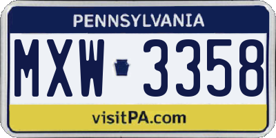 PA license plate MXW3358