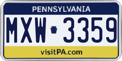 PA license plate MXW3359