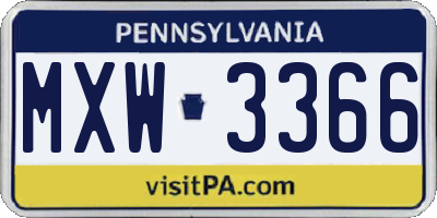 PA license plate MXW3366