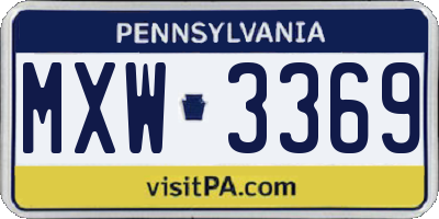 PA license plate MXW3369