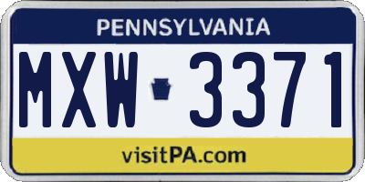 PA license plate MXW3371