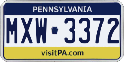 PA license plate MXW3372