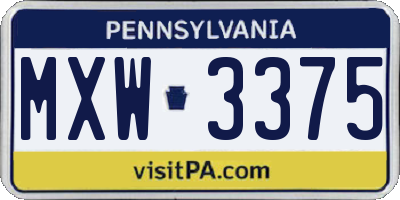 PA license plate MXW3375