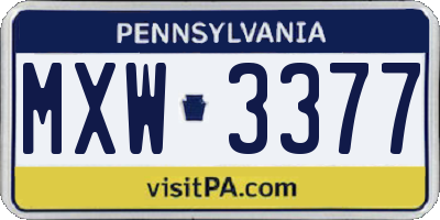 PA license plate MXW3377