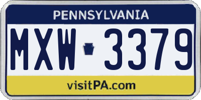 PA license plate MXW3379