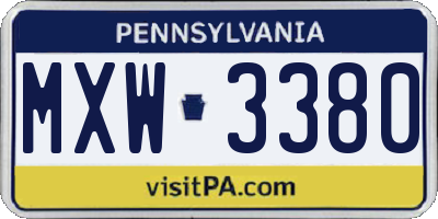 PA license plate MXW3380
