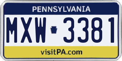 PA license plate MXW3381