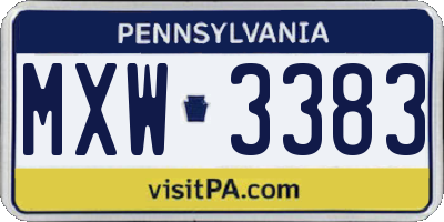 PA license plate MXW3383