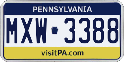 PA license plate MXW3388
