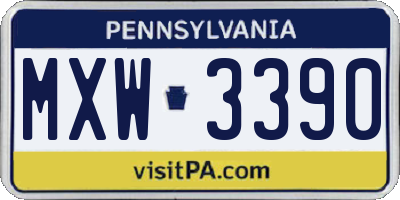 PA license plate MXW3390