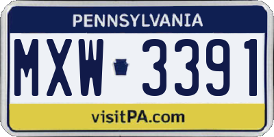 PA license plate MXW3391