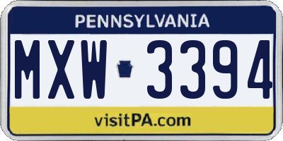 PA license plate MXW3394