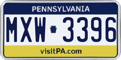 PA license plate MXW3396