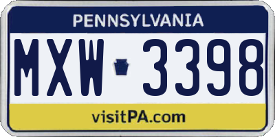 PA license plate MXW3398