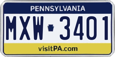 PA license plate MXW3401