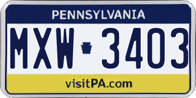 PA license plate MXW3403