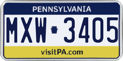 PA license plate MXW3405