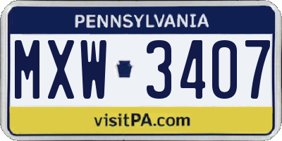 PA license plate MXW3407