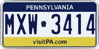 PA license plate MXW3414