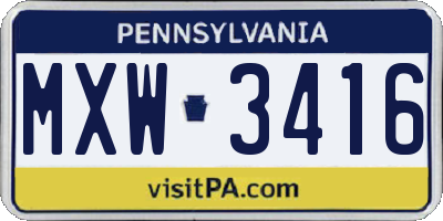 PA license plate MXW3416