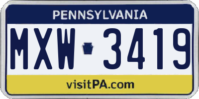 PA license plate MXW3419