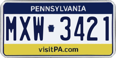 PA license plate MXW3421