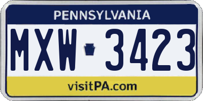 PA license plate MXW3423