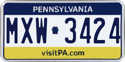 PA license plate MXW3424