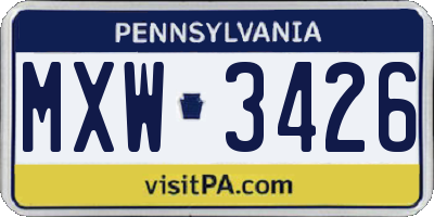 PA license plate MXW3426
