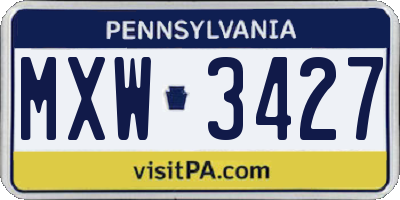 PA license plate MXW3427