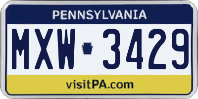 PA license plate MXW3429