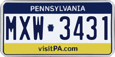 PA license plate MXW3431