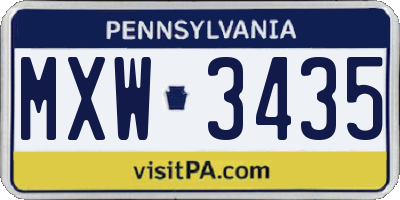 PA license plate MXW3435