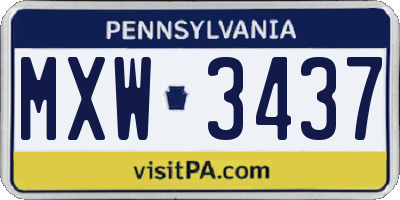 PA license plate MXW3437