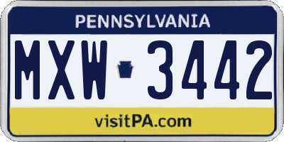 PA license plate MXW3442