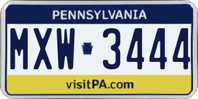 PA license plate MXW3444