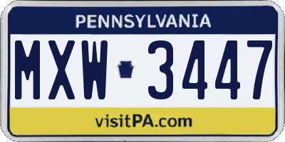 PA license plate MXW3447
